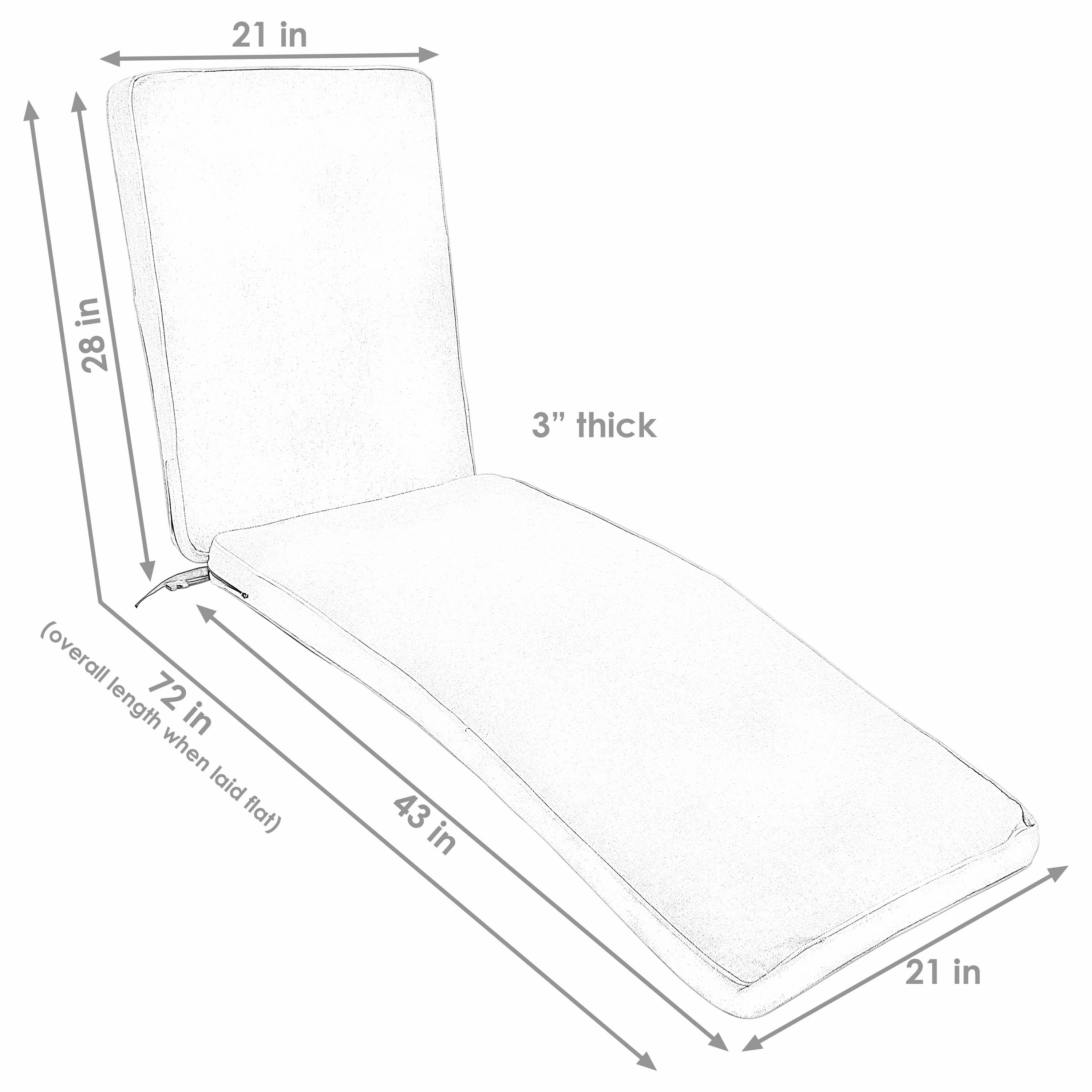 Sunnydaze Outdoor Patio Chaise Lounge Cushion - 72" x 21"