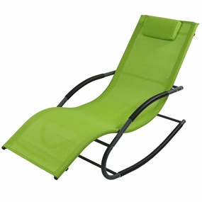 Sunnydaze Outdoor Patio Rocking Wave Lounger with Pillow - Greenoutdoor patio furniture set