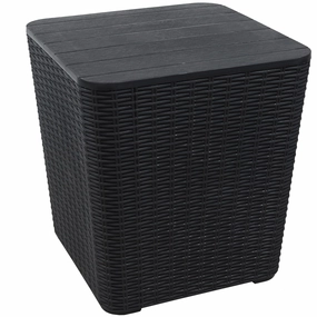 Sunnydaze Outdoor Side Table with Storage - Rattan Design - 11.5 Gal.outdoor patio furniture set