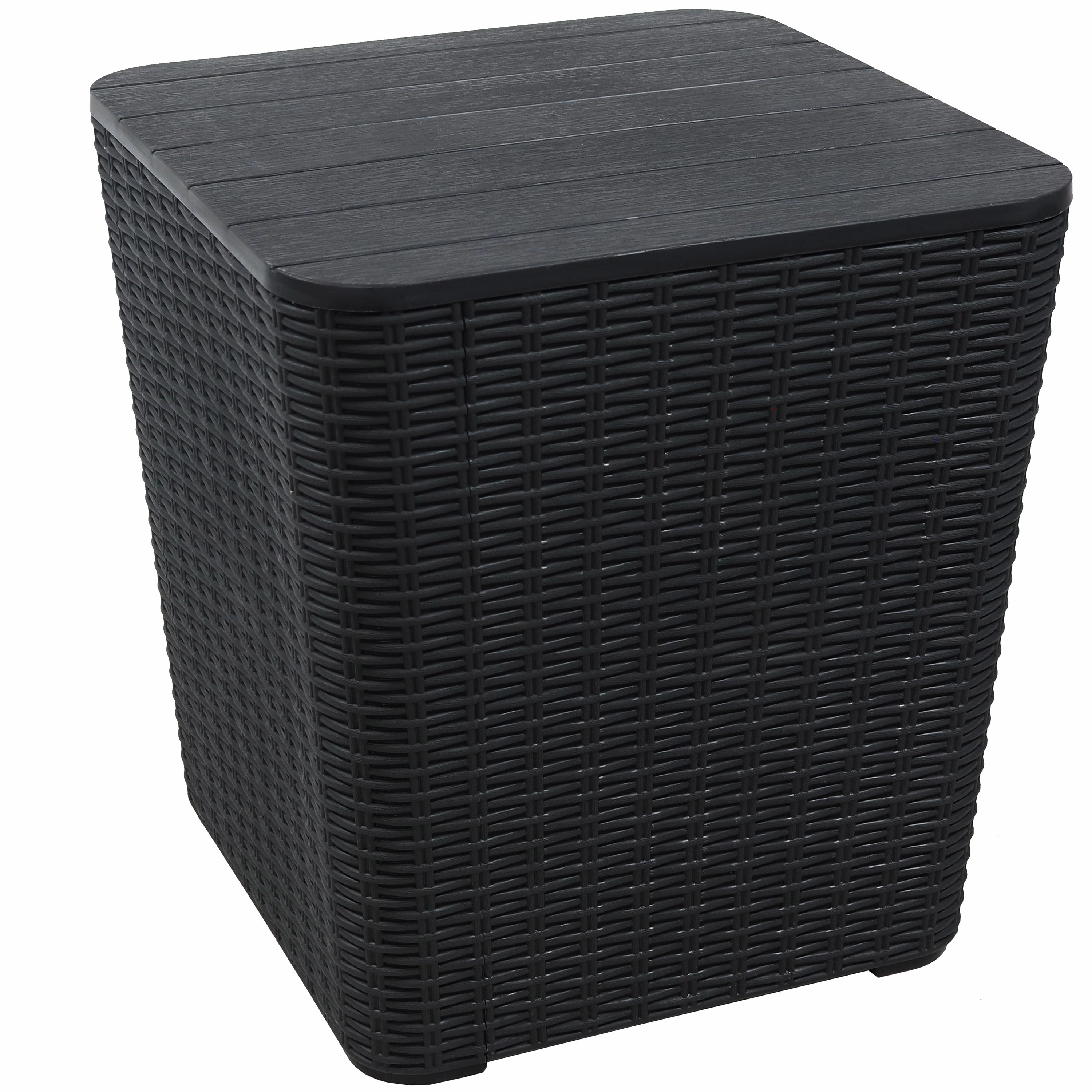 Sunnydaze Outdoor Side Table with Storage - Rattan Design - 11.5 Gal.outdoor patio furniture set