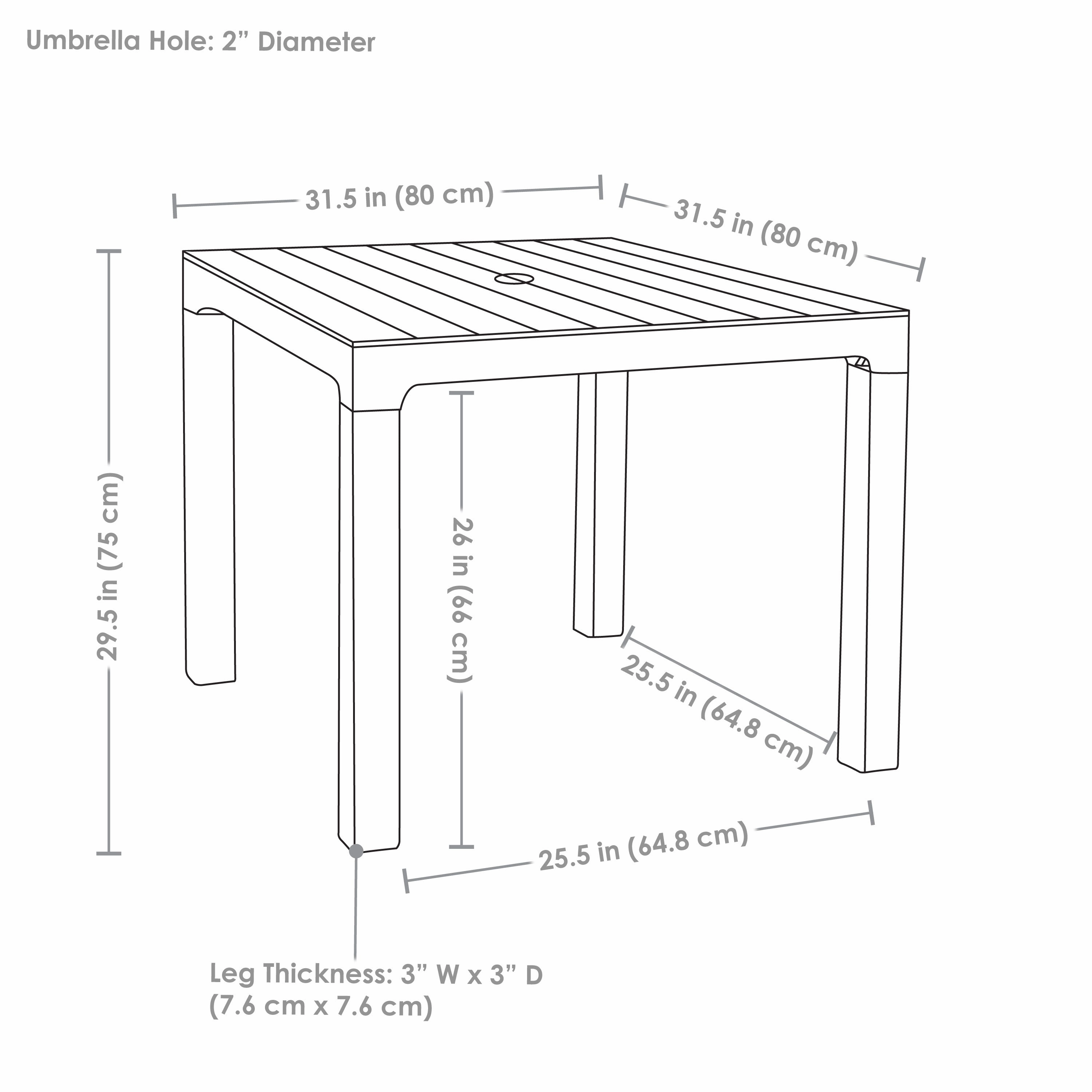 Sunnydaze Plastic Patio Dining Table with Faux Wood Top - Champagne
