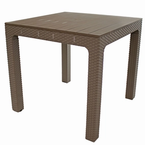 Sunnydaze Plastic Patio Dining Table with Faux Wood Top - Champagneoutdoor patio furniture set