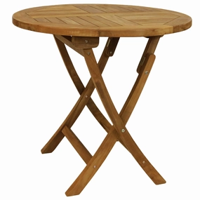 Sunnydaze Premium Teak Wood Round Folding Tableoutdoor patio furniture set