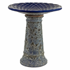 Sunnydaze Rennes Outdoor Ceramic Bird Bath - Blue Lava Finish - 22.5" Houtdoor garden decorative ornaments