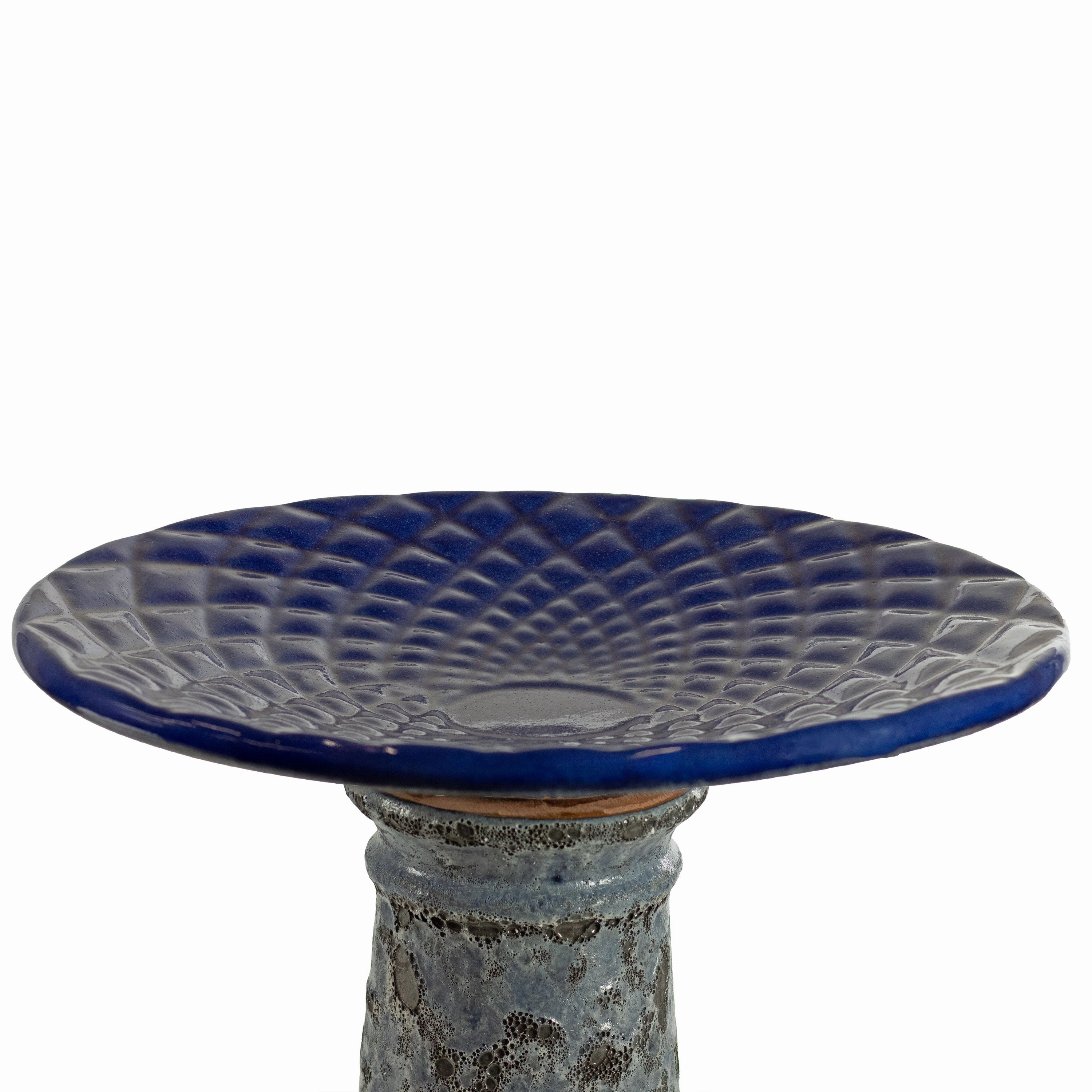 Sunnydaze Rennes Outdoor Ceramic Bird Bath - Blue Lava Finish - 22.5" H