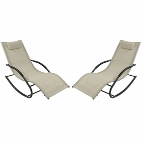 Sunnydaze Rocking Wave Lounger with Pillow - Beigeoutdoor patio furniture set