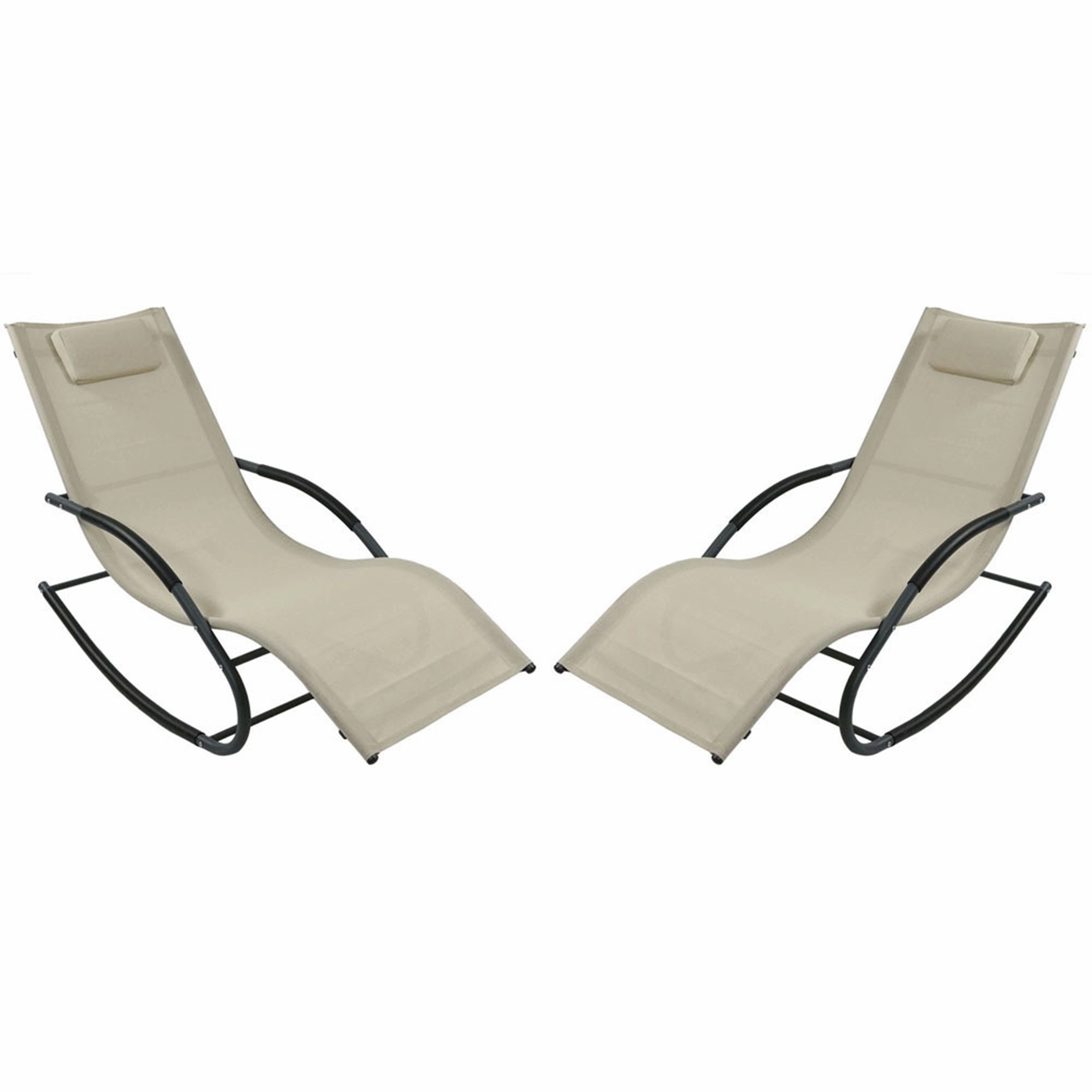 Sunnydaze Rocking Wave Lounger with Pillow - Beigeoutdoor patio furniture set