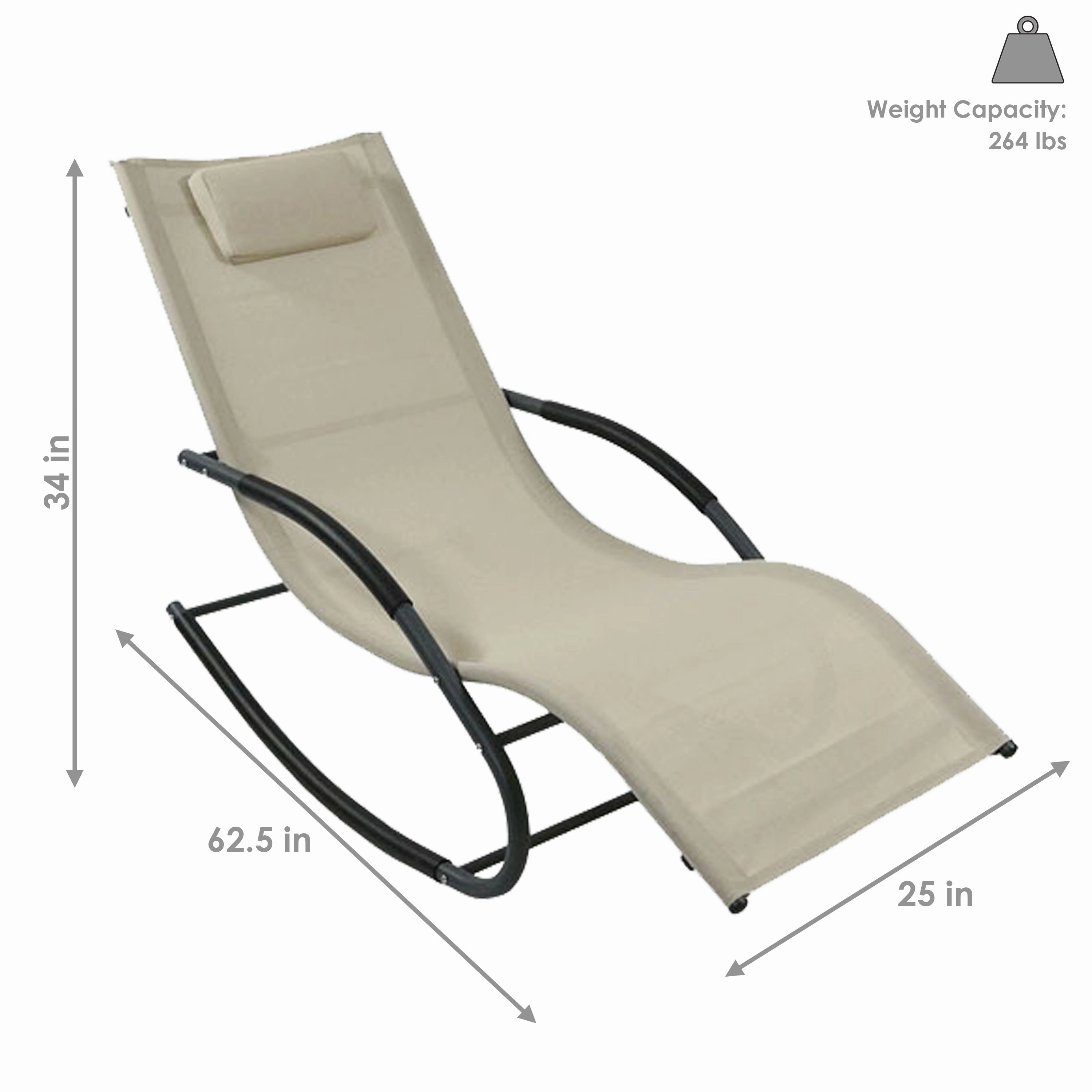 Sunnydaze Rocking Wave Lounger with Pillow - Beige