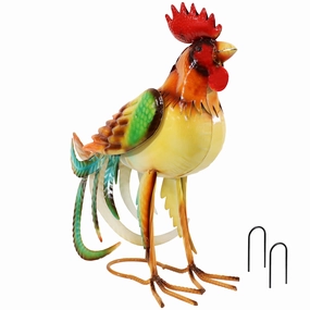 Sunnydaze Romeo the Rooster Metal Outdoor Statue - 16"outdoor garden decorative ornaments