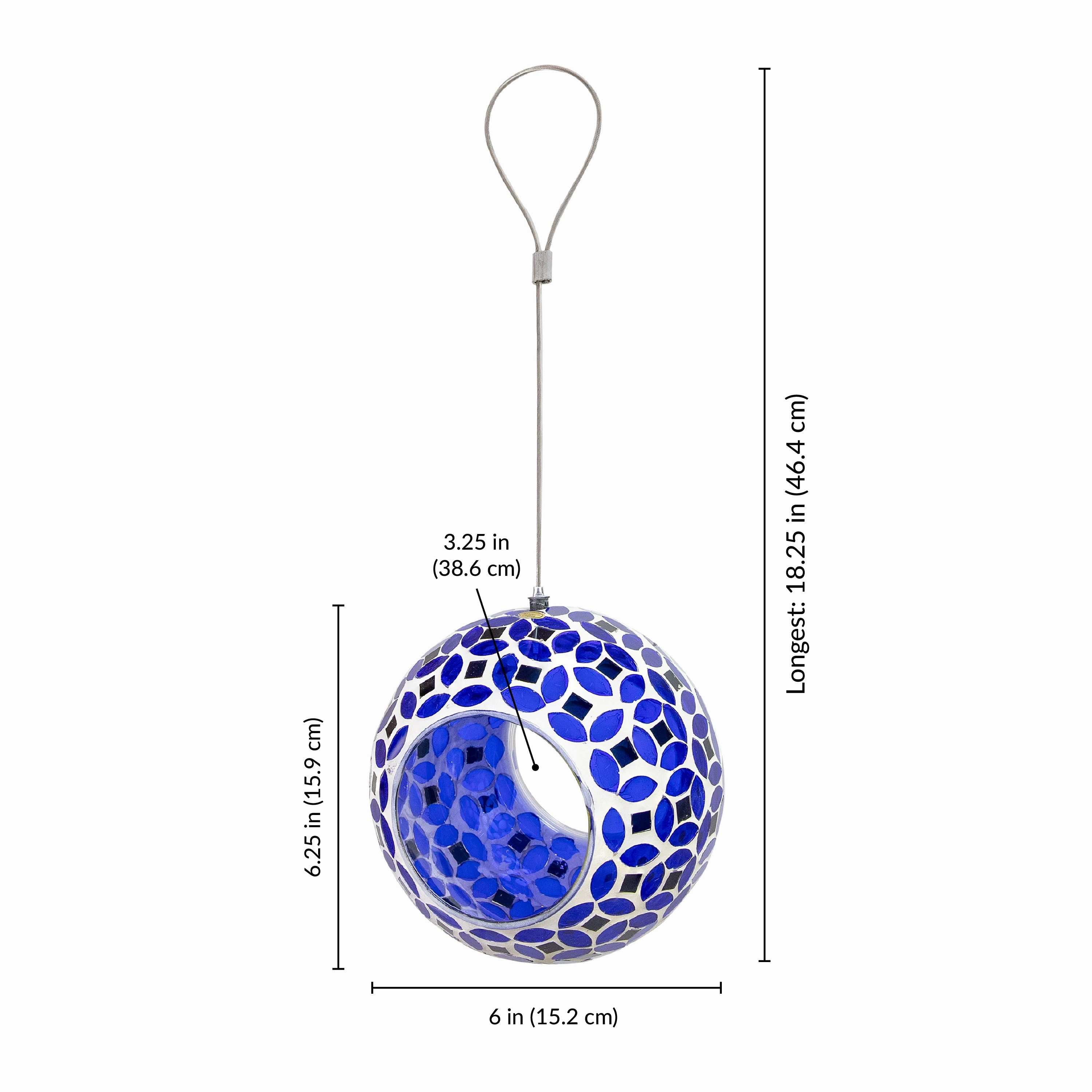 Sunnydaze Round Mosaic Glass Hanging Bird Feeder - 6"