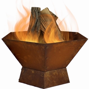 Sunnydaze Rustic Affinity Steel Fire Pit - 23"portable outdoor fire pit with lid
