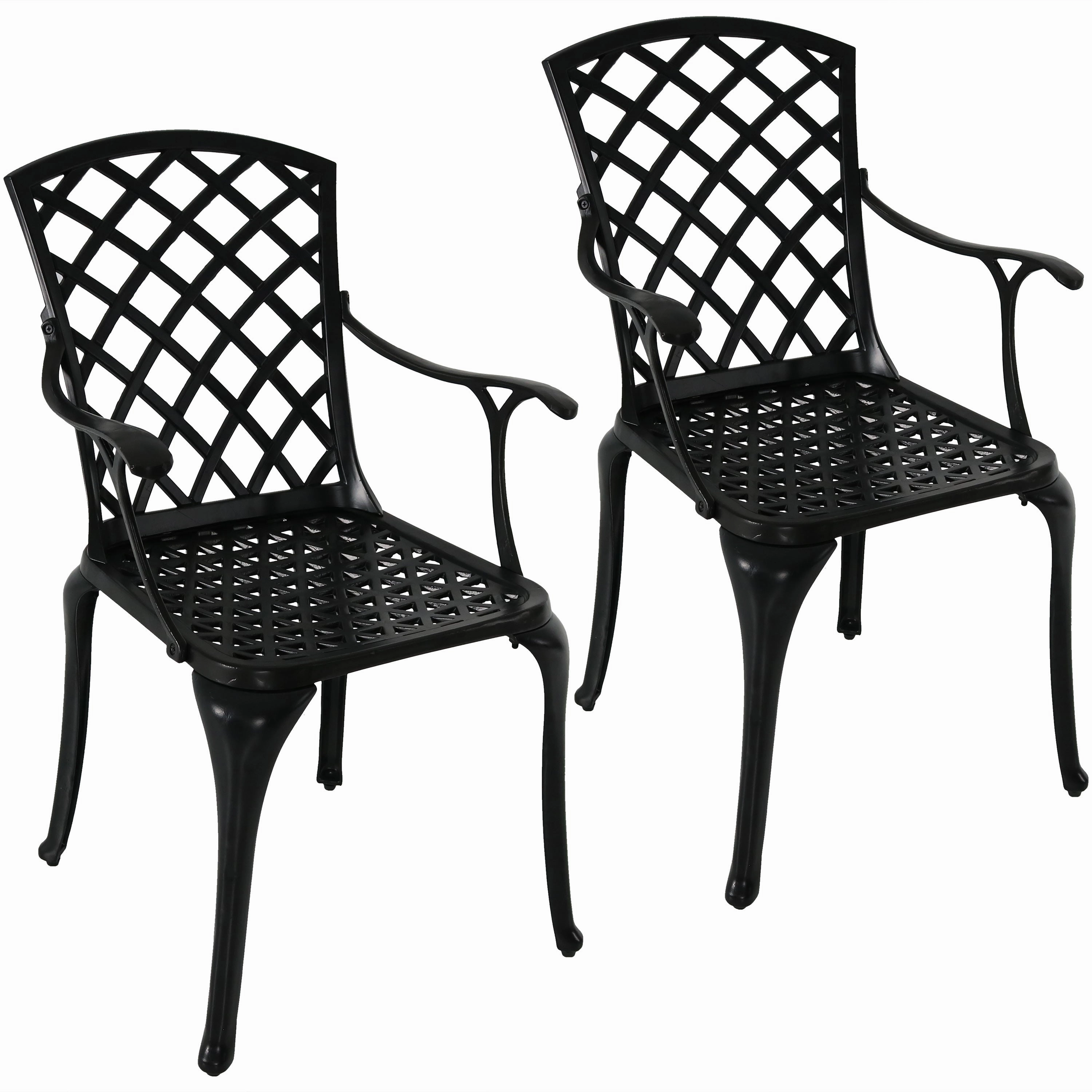Sunnydaze Set of 2 Crossweave Cast Aluminum Patio Chairsoutdoor patio furniture set