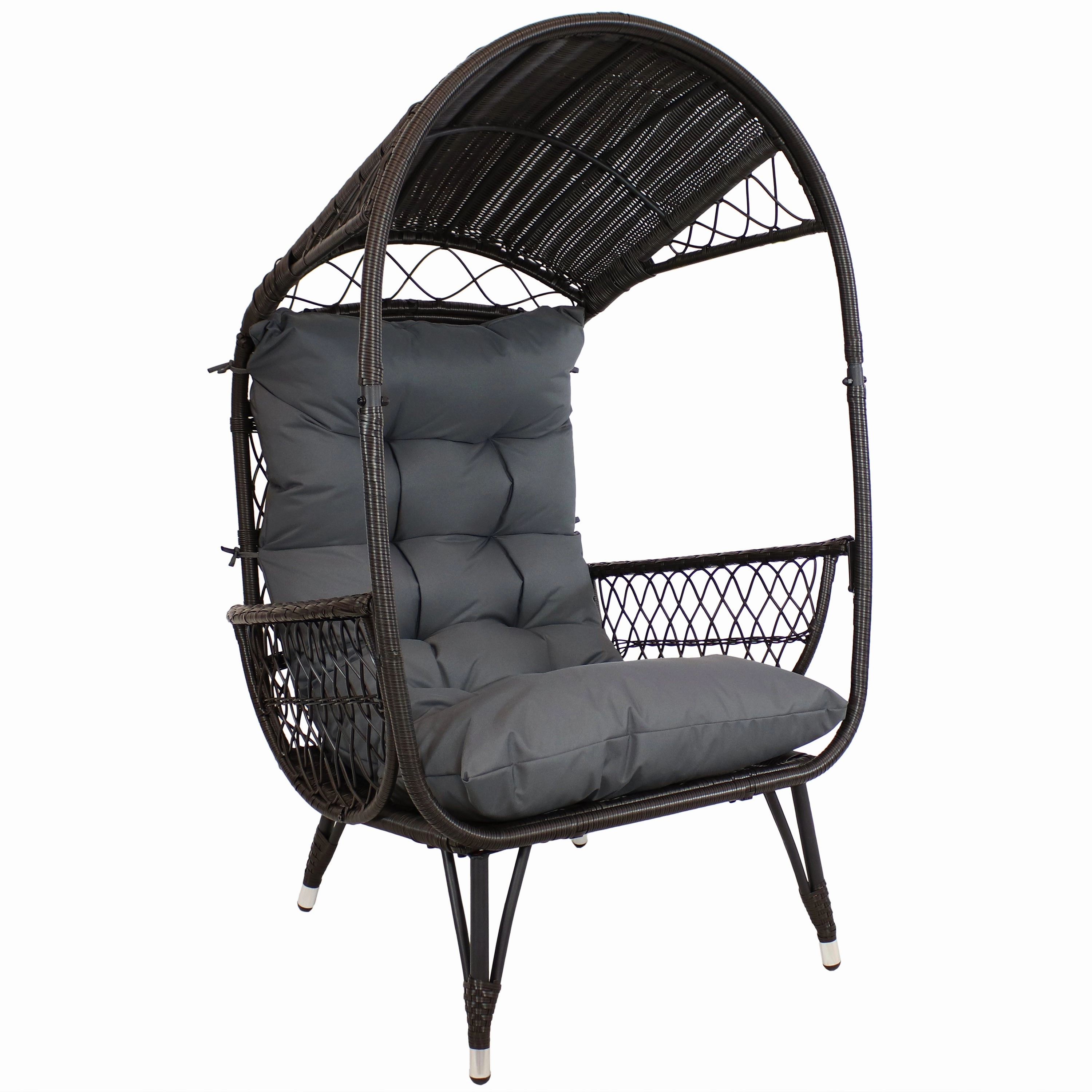 Sunnydaze Shaded Comfort Wicker Outdoor Egg Chair with Legs - 56.5" Houtdoor patio furniture set