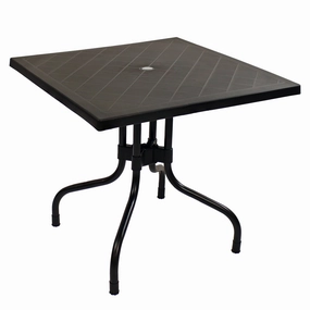 Sunnydaze Square Folding Patio Dining Table with Iron Legs - Blackoutdoor patio furniture set