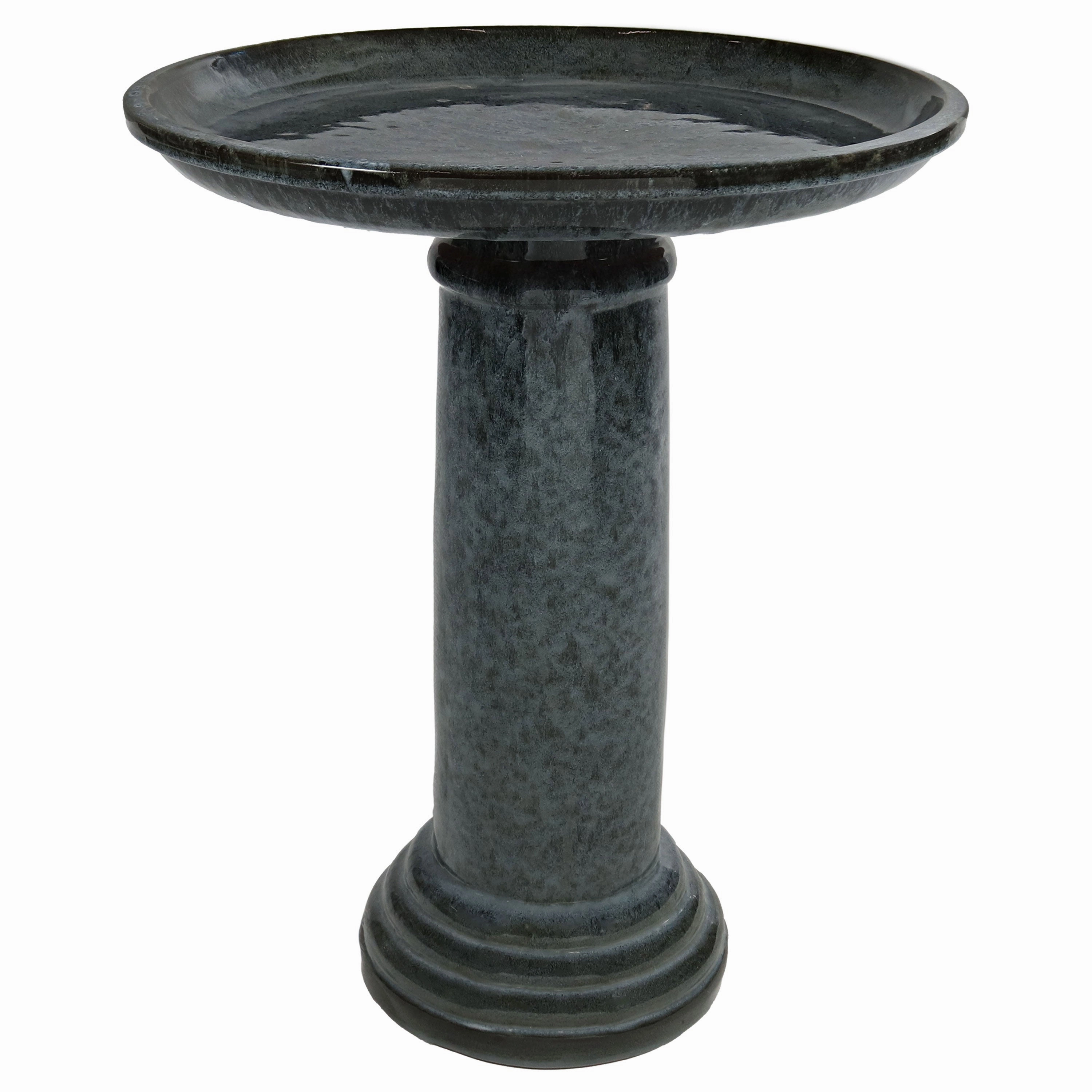 Sunnydaze Toulon Outdoor Ceramic Bird Bath - Black Mist - 24.5" Houtdoor garden decorative ornaments