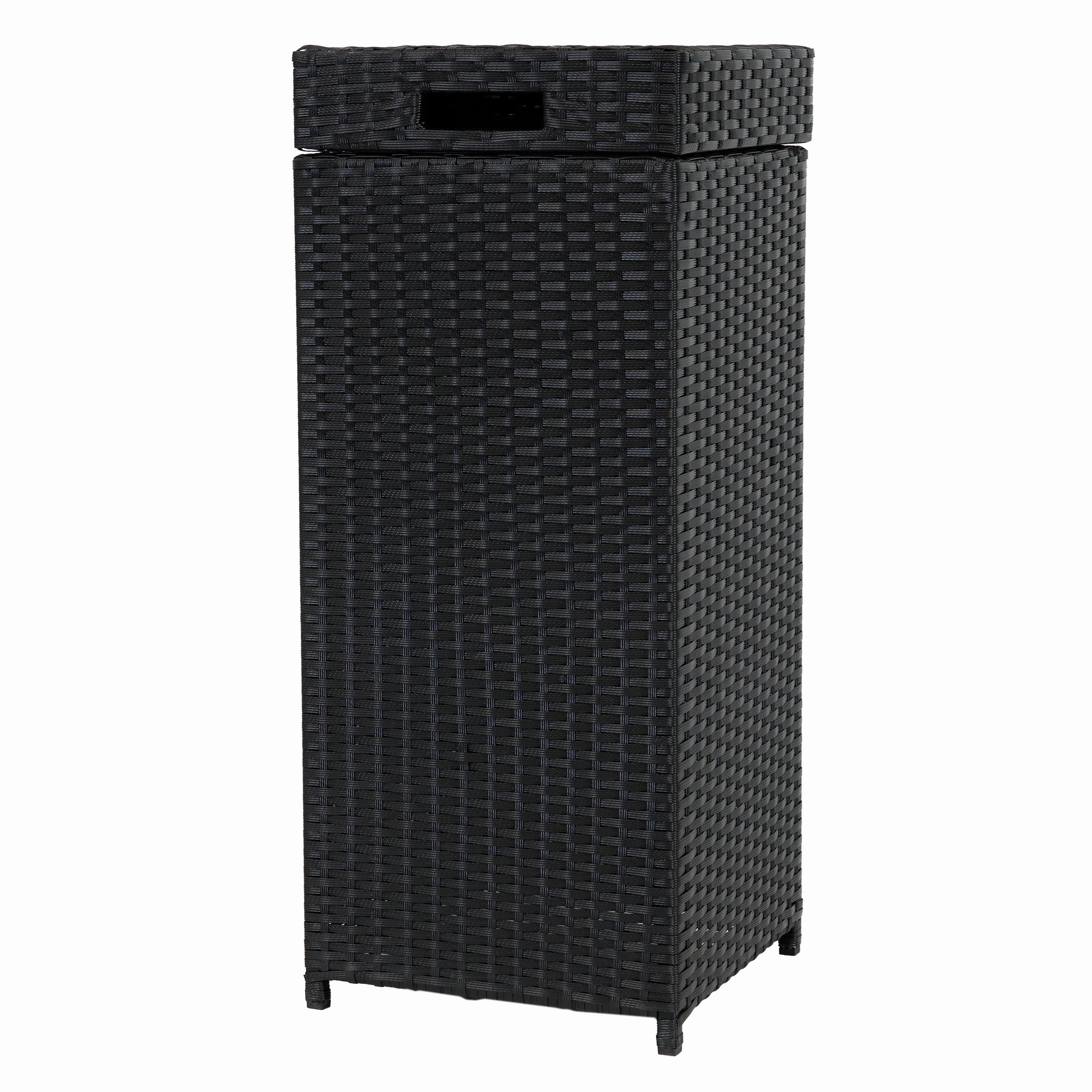 Sunnydaze Wicker Outdoor Trash Cans with Lids - Set of 2 - 26 Gal. and 15 Gal.