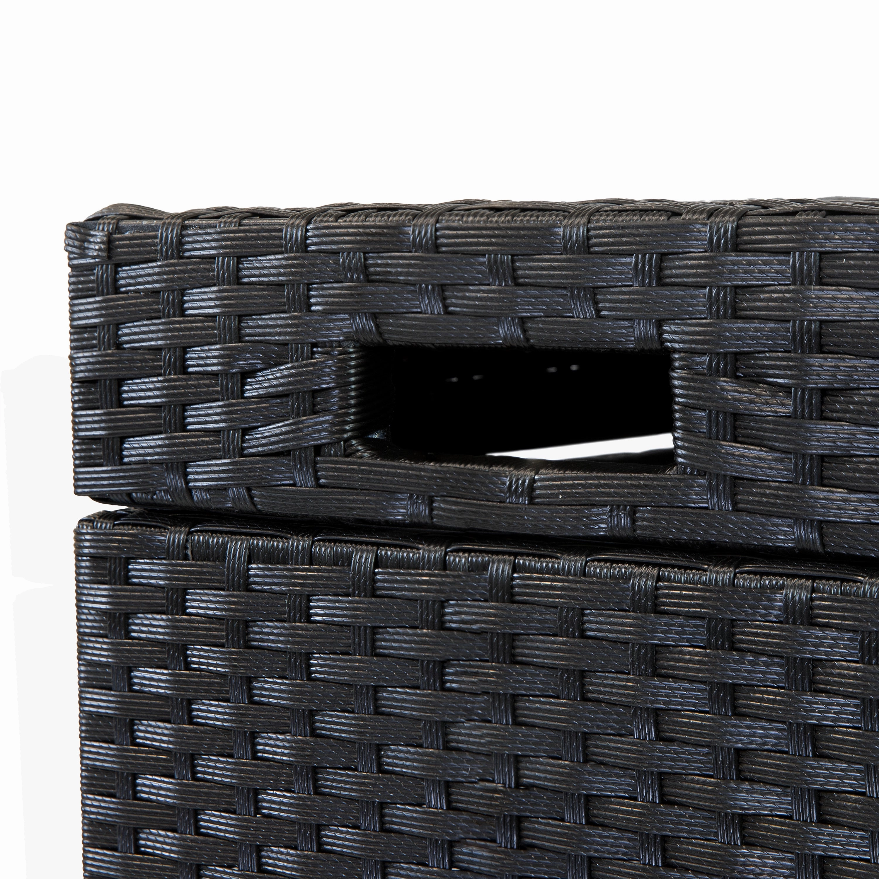 Sunnydaze Wicker Outdoor Trash Cans with Lids - Set of 2 - 26 Gal. and 15 Gal.