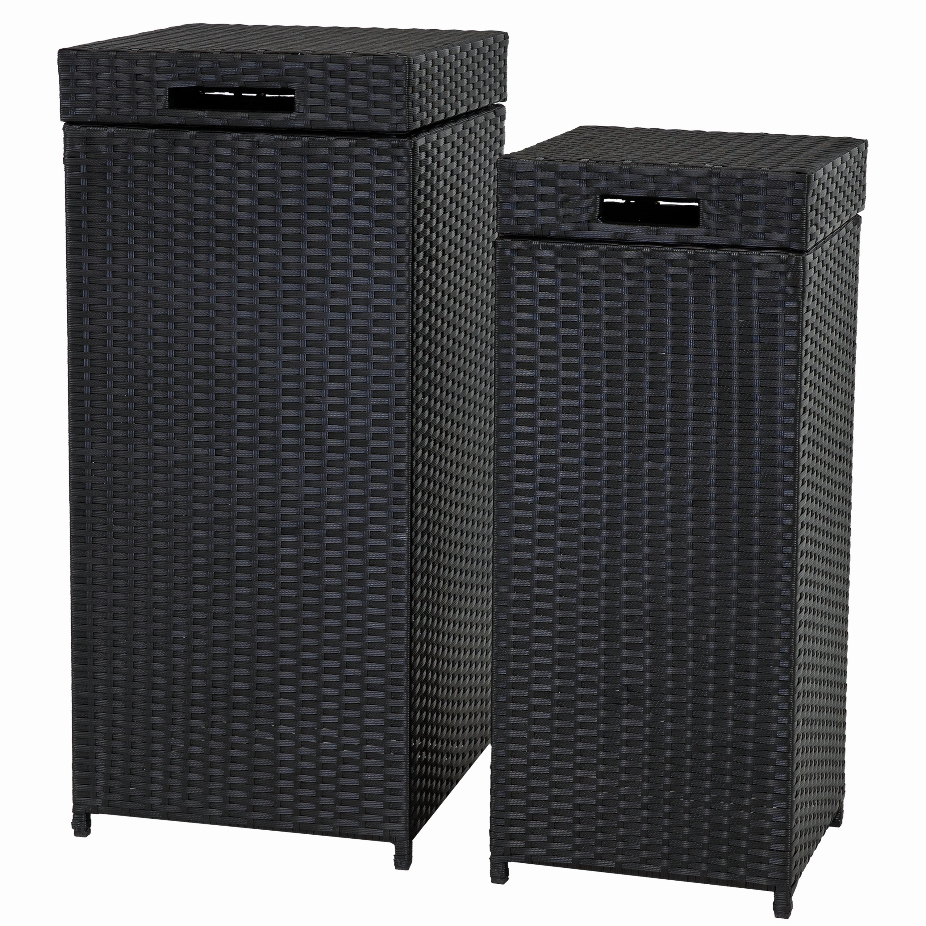 Sunnydaze Wicker Outdoor Trash Cans with Lids - Set of 2 - 26 Gal. and 15 Gal.outdoor patio furniture set