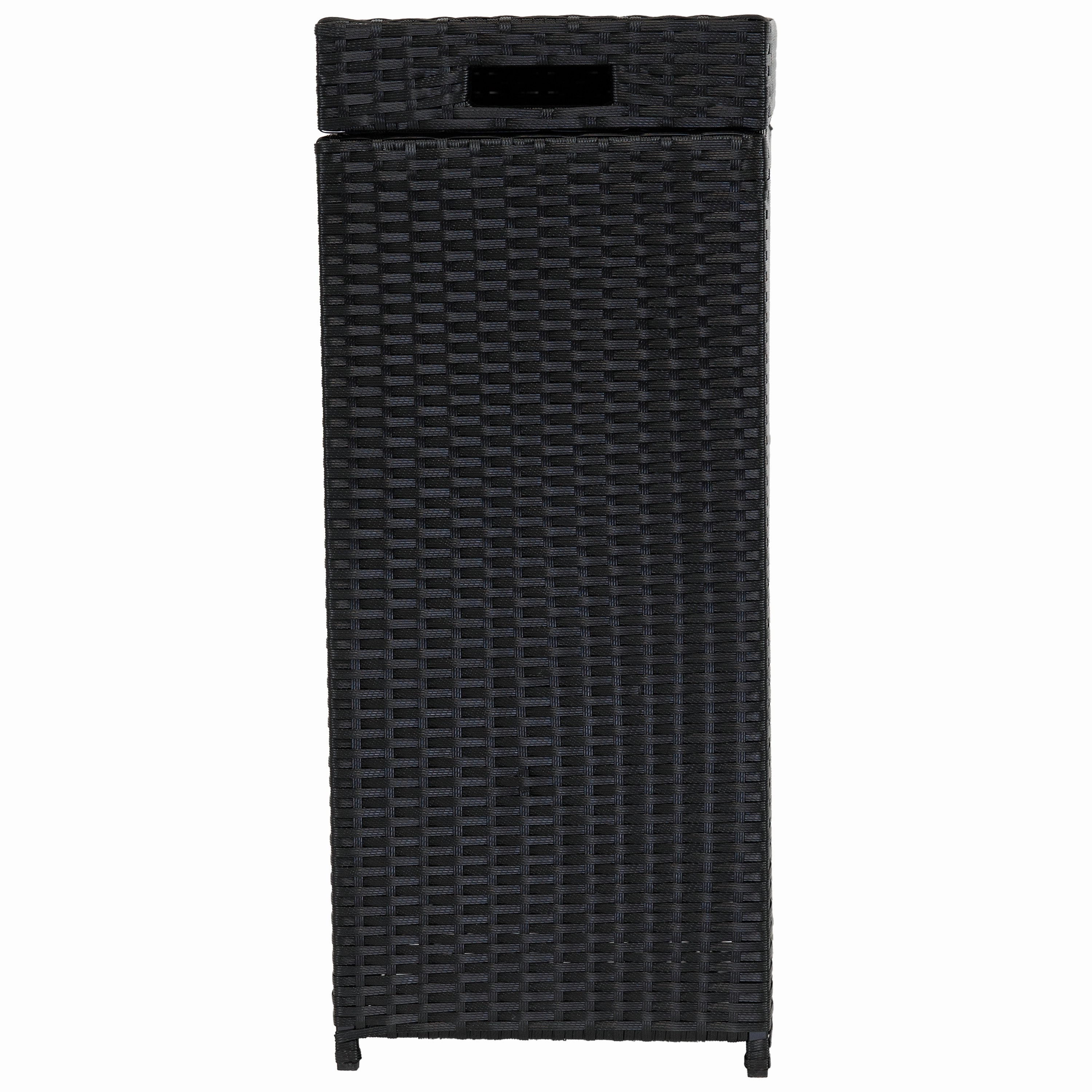 Sunnydaze Wicker Outdoor Trash Cans with Lids - Set of 2 - 26 Gal. and 15 Gal.