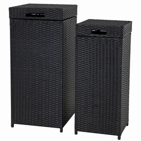 Sunnydaze Wicker Outdoor Trash Cans with Lids - Set of 2 - 26 Gal. and 15 Gal.outdoor patio furniture set