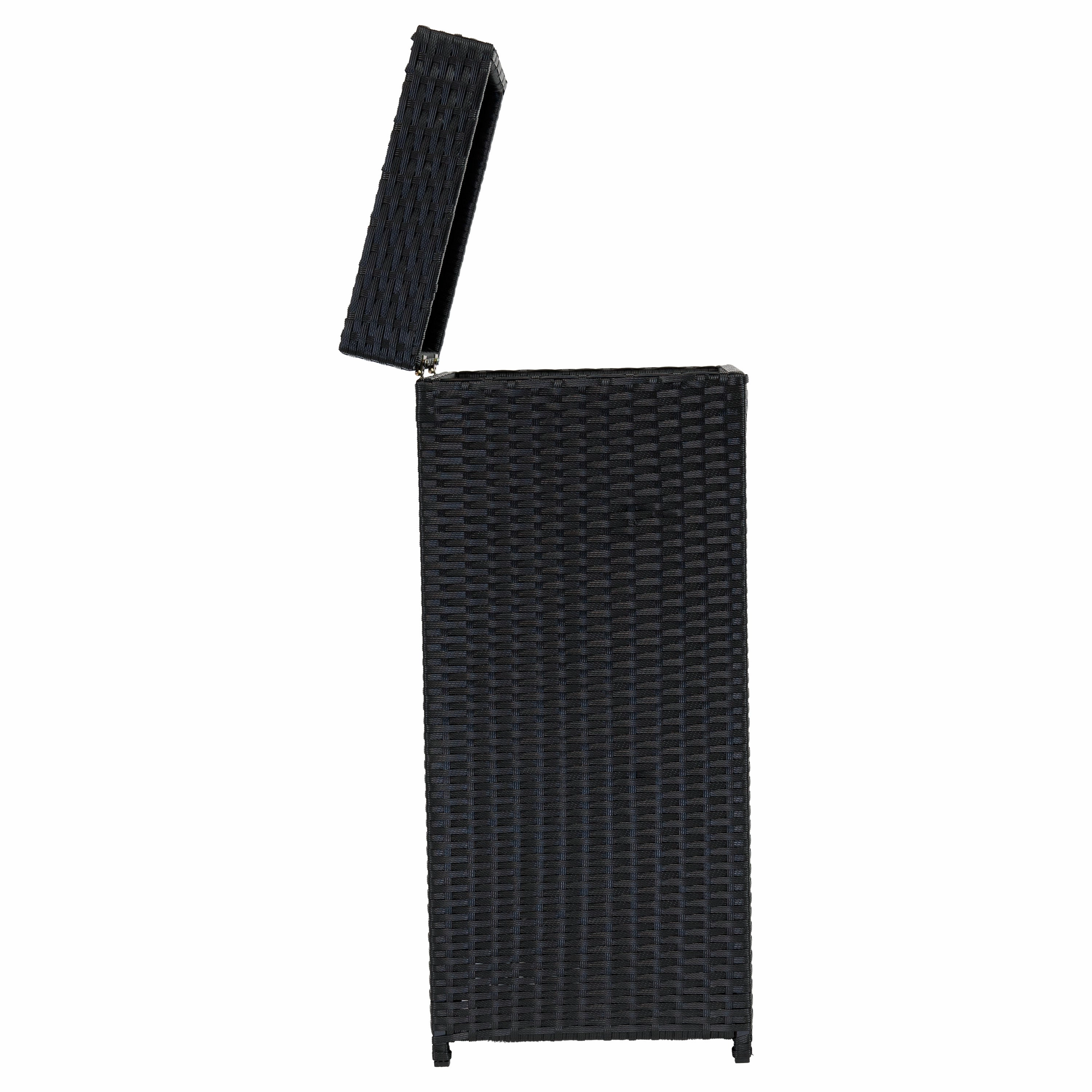 Sunnydaze Wicker Outdoor Trash Cans with Lids - Set of 2 - 26 Gal. and 15 Gal.
