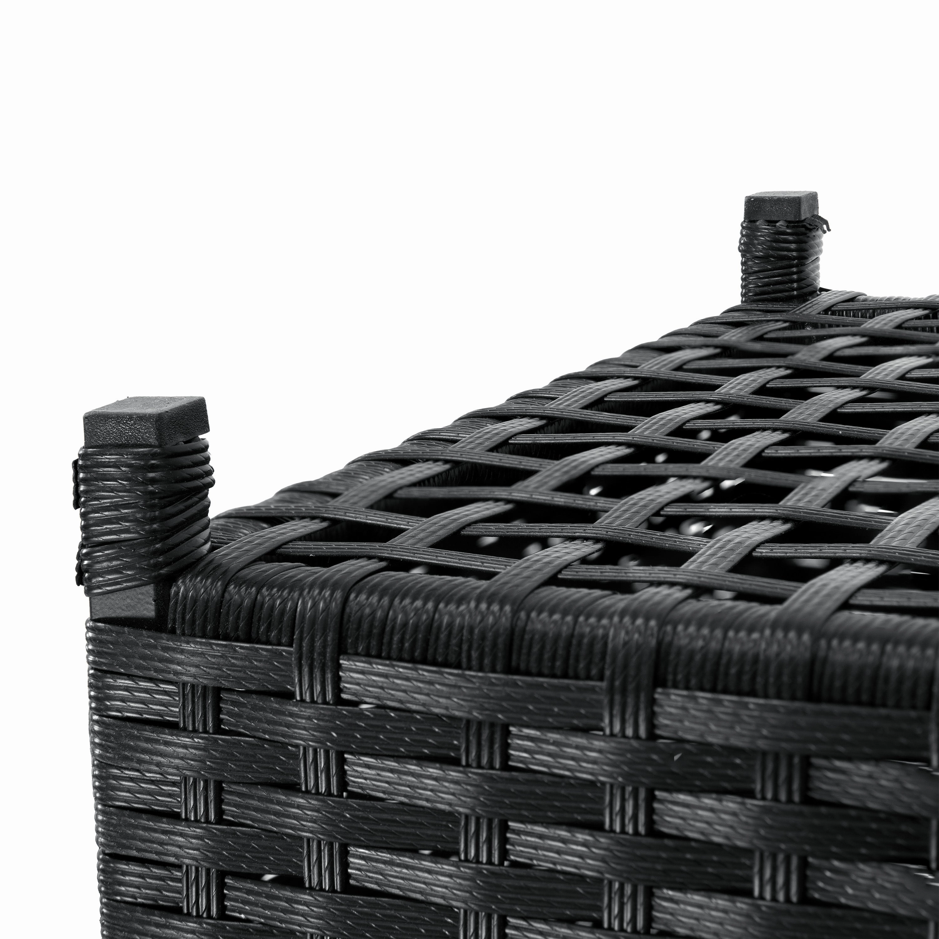 Sunnydaze Wicker Outdoor Trash Cans with Lids - Set of 2 - 26 Gal. and 15 Gal.