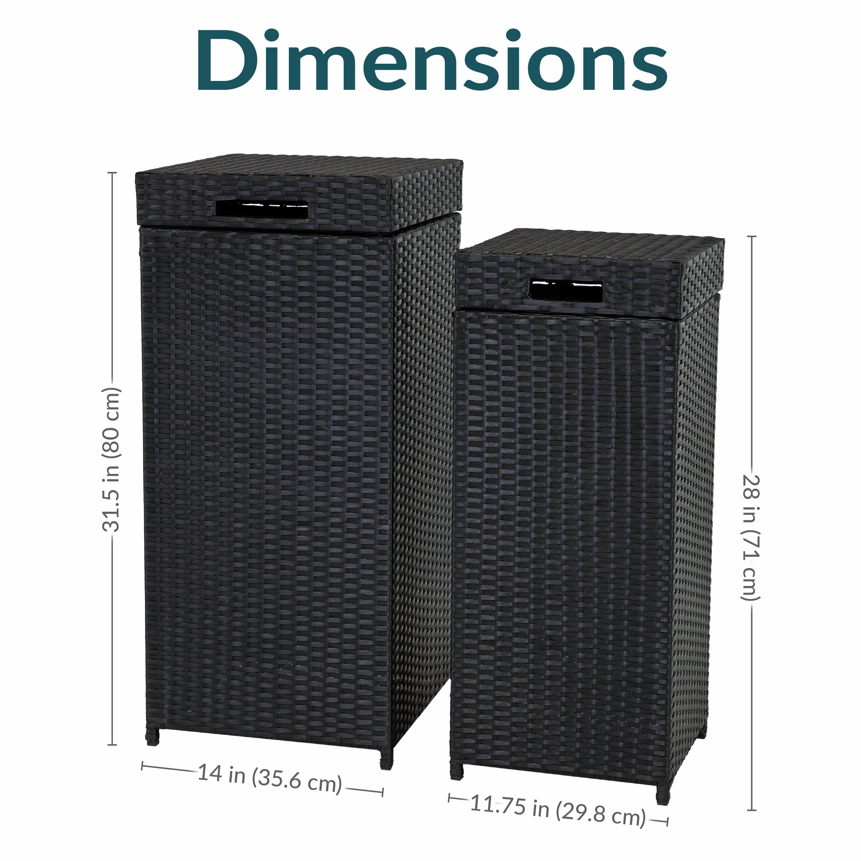 Sunnydaze Wicker Outdoor Trash Cans with Lids - Set of 2 - 26 Gal. and 15 Gal.
