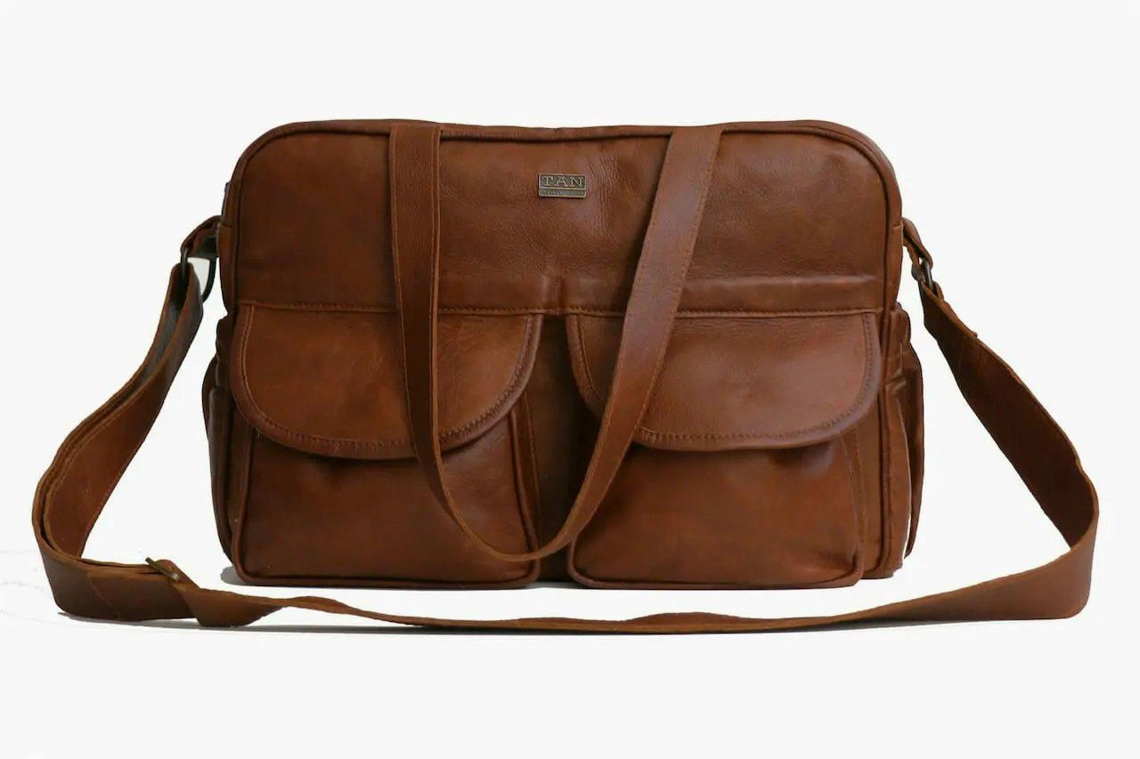 Tan Leather Goods - Joanie Leather Nappy Bag | Pecan Price Drop Alert Best Deal Alert