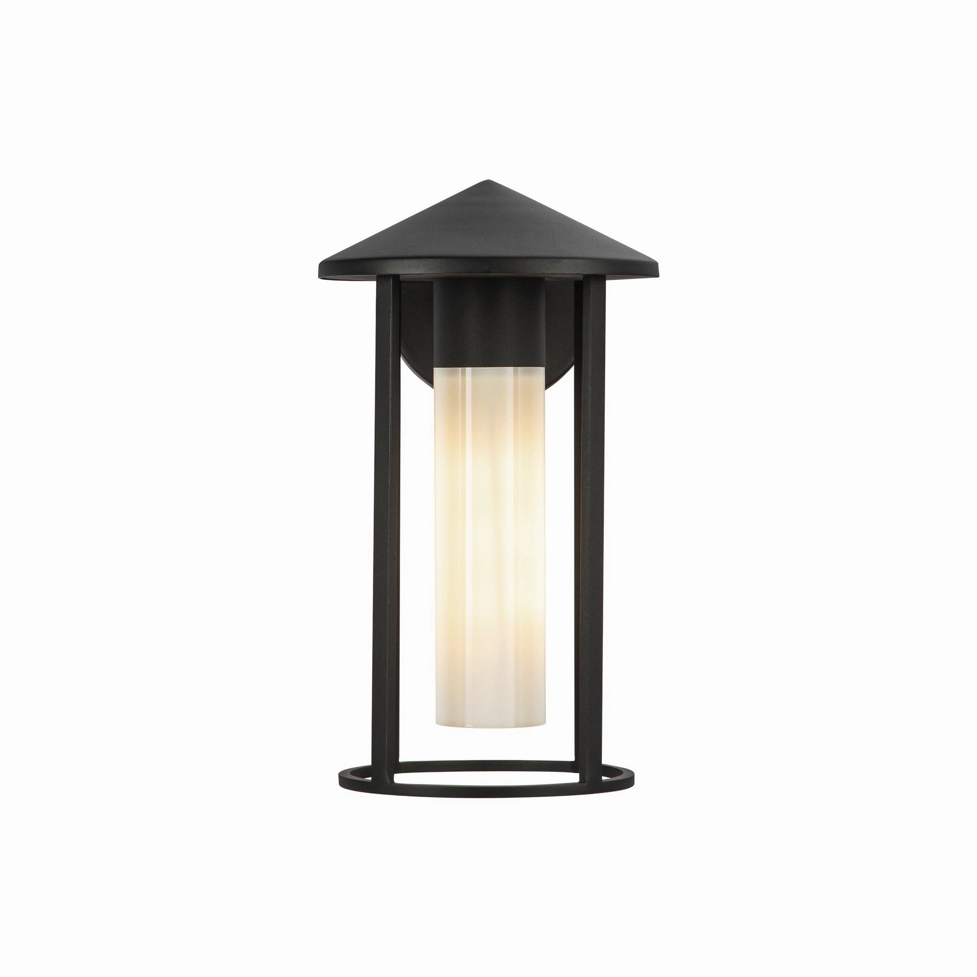 Tenko One Light Exterior Wall Mount Black/Glossy Opal Glass
