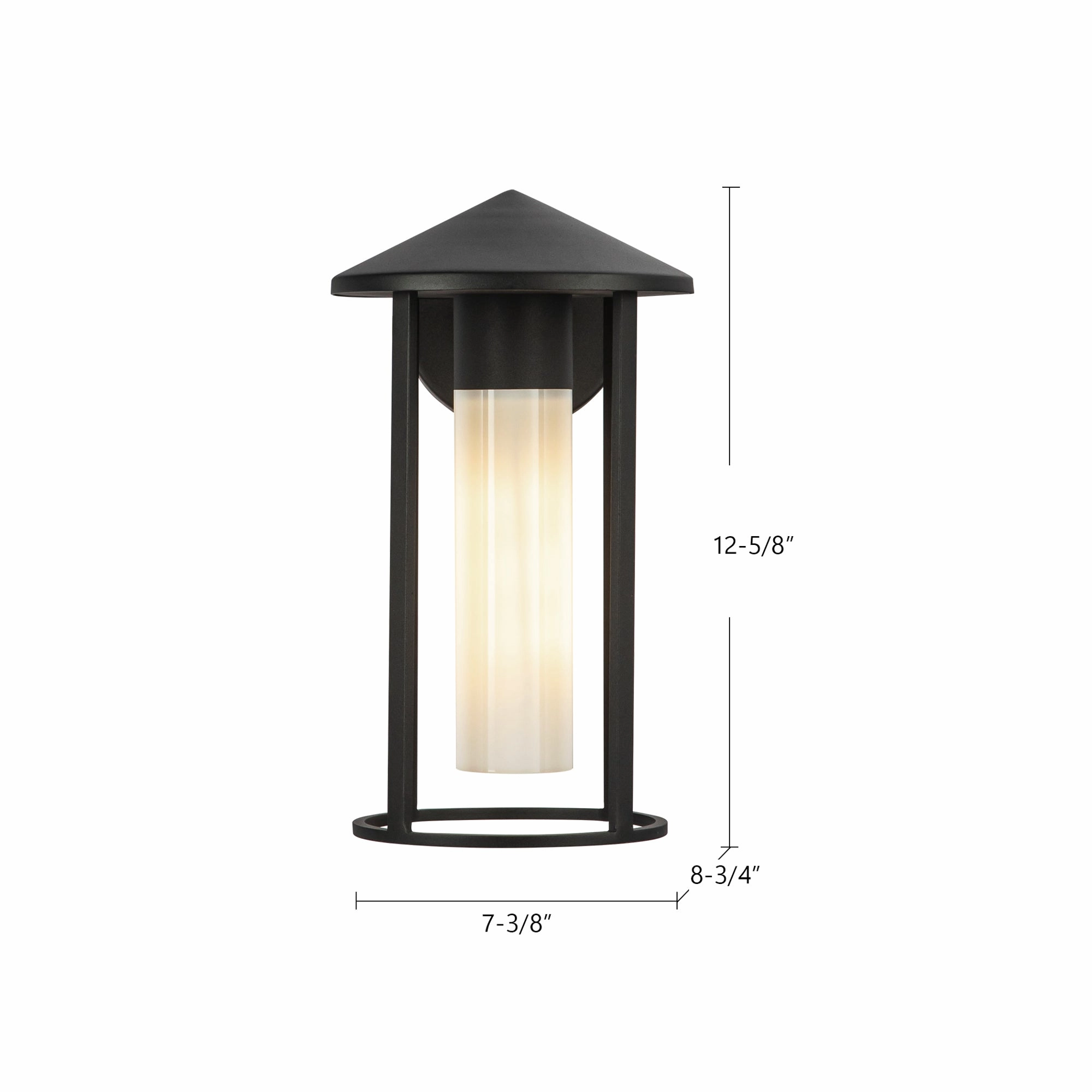 Tenko One Light Exterior Wall Mount Black/Glossy Opal Glass
