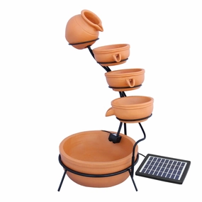 Terracotta 4 Tier Spilling Bowls Water Feature extra large ceramic garden planters