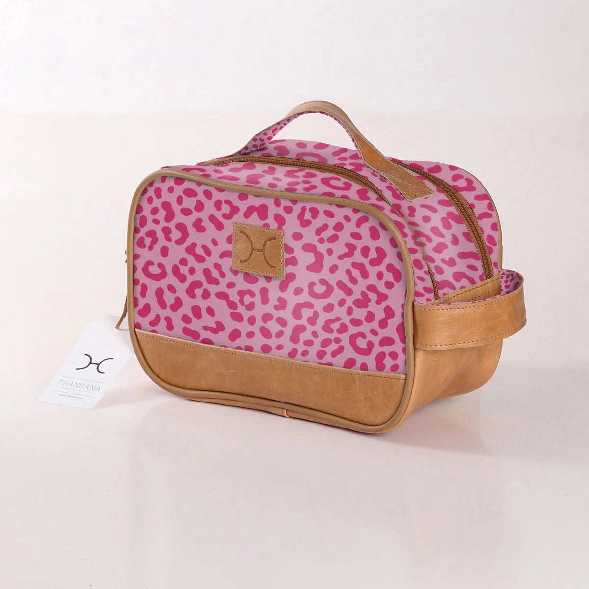 Thandana Laminated Fabric Vanity Bag | Cheetah Pink Weekend Specials Instant Hot Deal