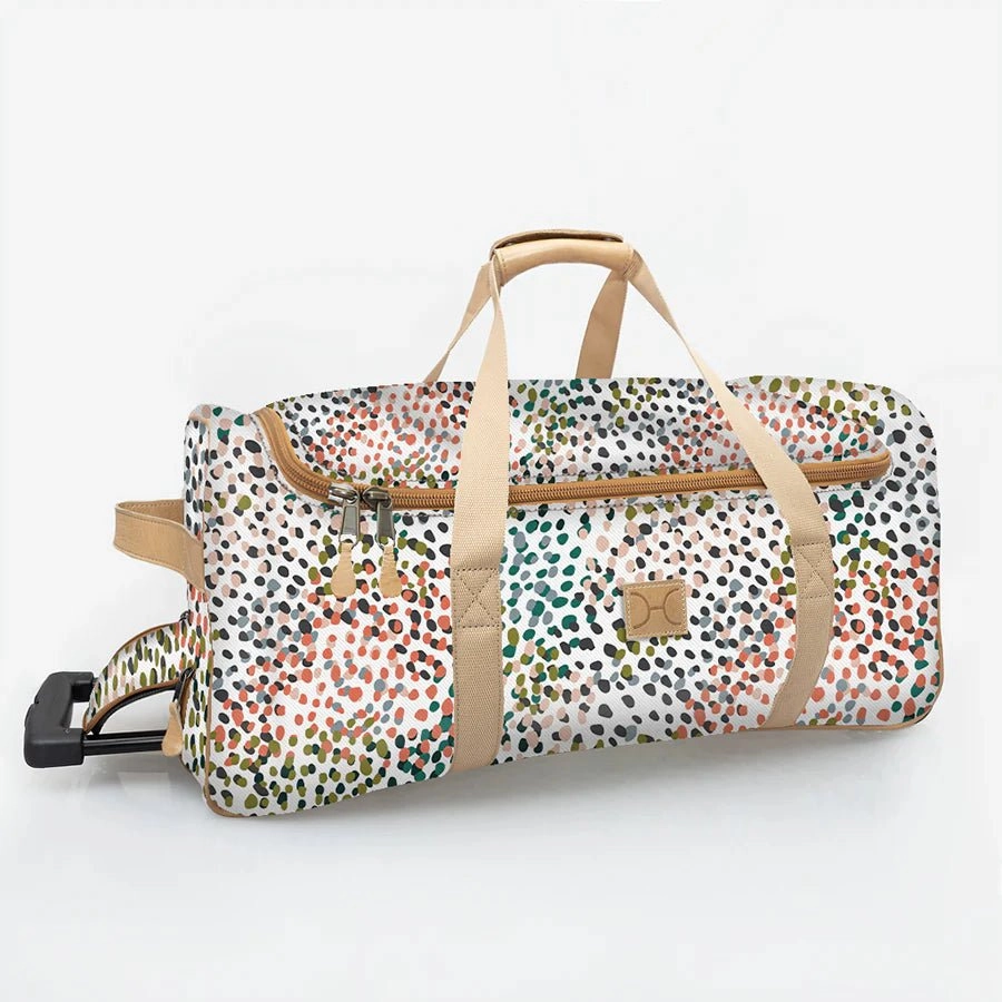 Thandana Laminated Fabric Wheeled Duffel Bag | Confetti All About Dont Miss This Deal Hot Sale Frenzy
