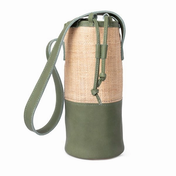 Grab It Now Clearance Blowout Thandana Leather Banana Leaf Wine Cooler