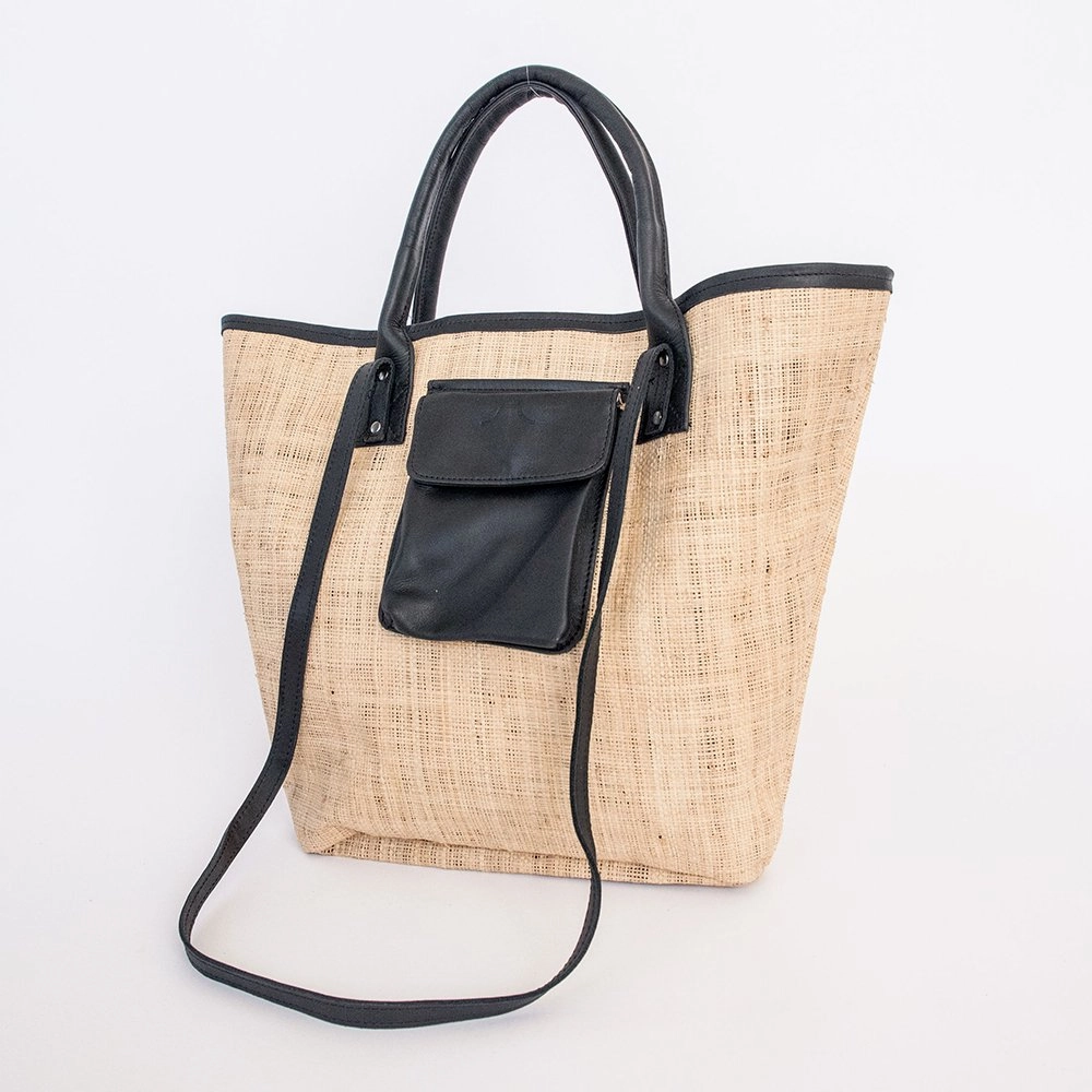 Exclusive Holiday Deal Thandana Maia Weave & Leather Beach Bag