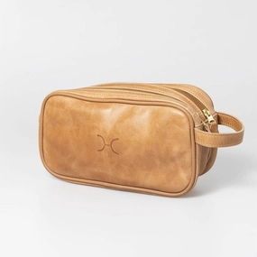 Mega Discount Today Mega Sale Now Thandana Mens Double Zip Vanity Leather Case | Hazelnut