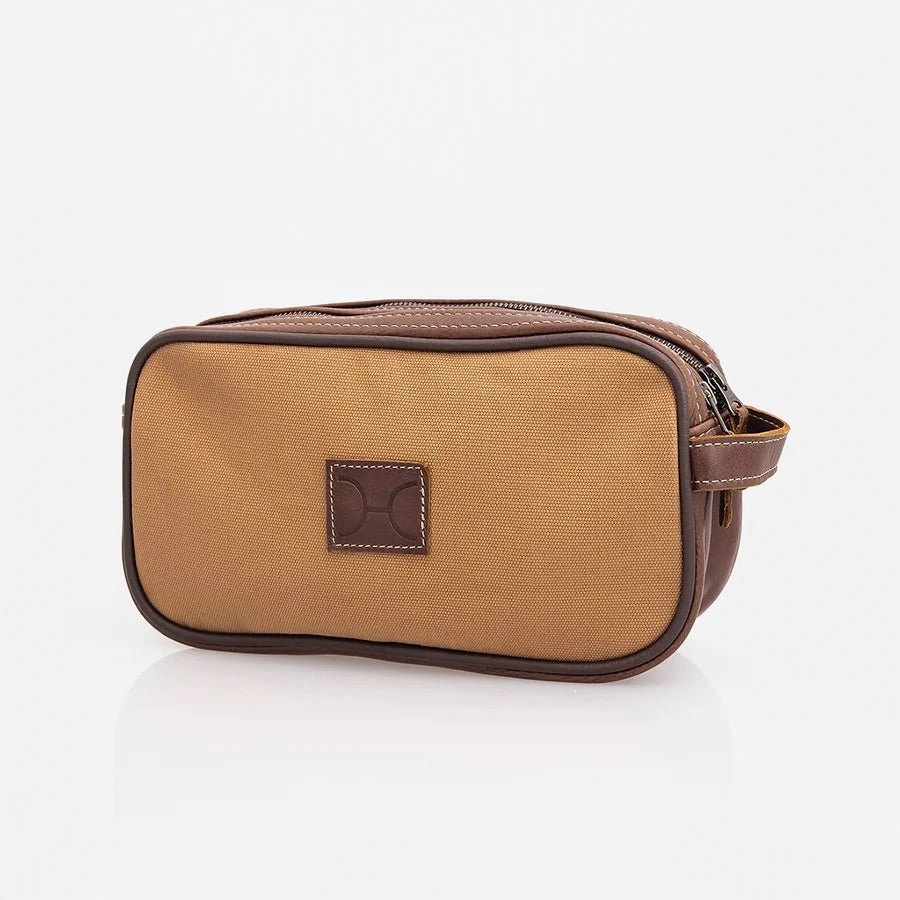 Thandana Mens Double Zip Vanity Wax Canvas Case Today Only Hot Pick
