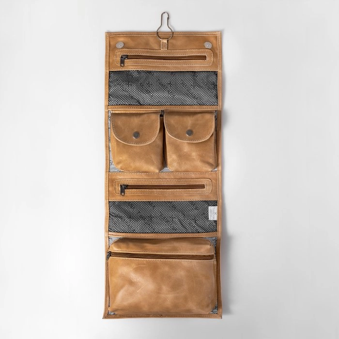 Thandana Roll Up Leather Toiletry Bag With Hook Flash Sale Now