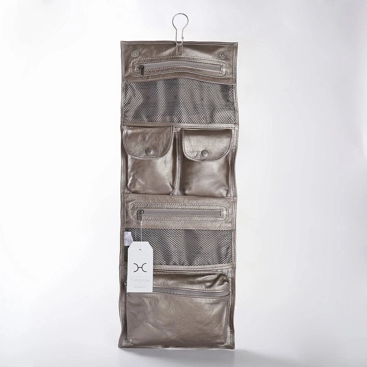 Thandana Roll Up Metallic Leather Toiletry Bag With Hook Special Online Offer