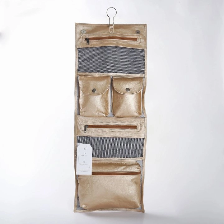 Exclusive Savings Event Grab Your Deal Today Thandana Roll Up Metallic Leather Toiletry Bag With Hook