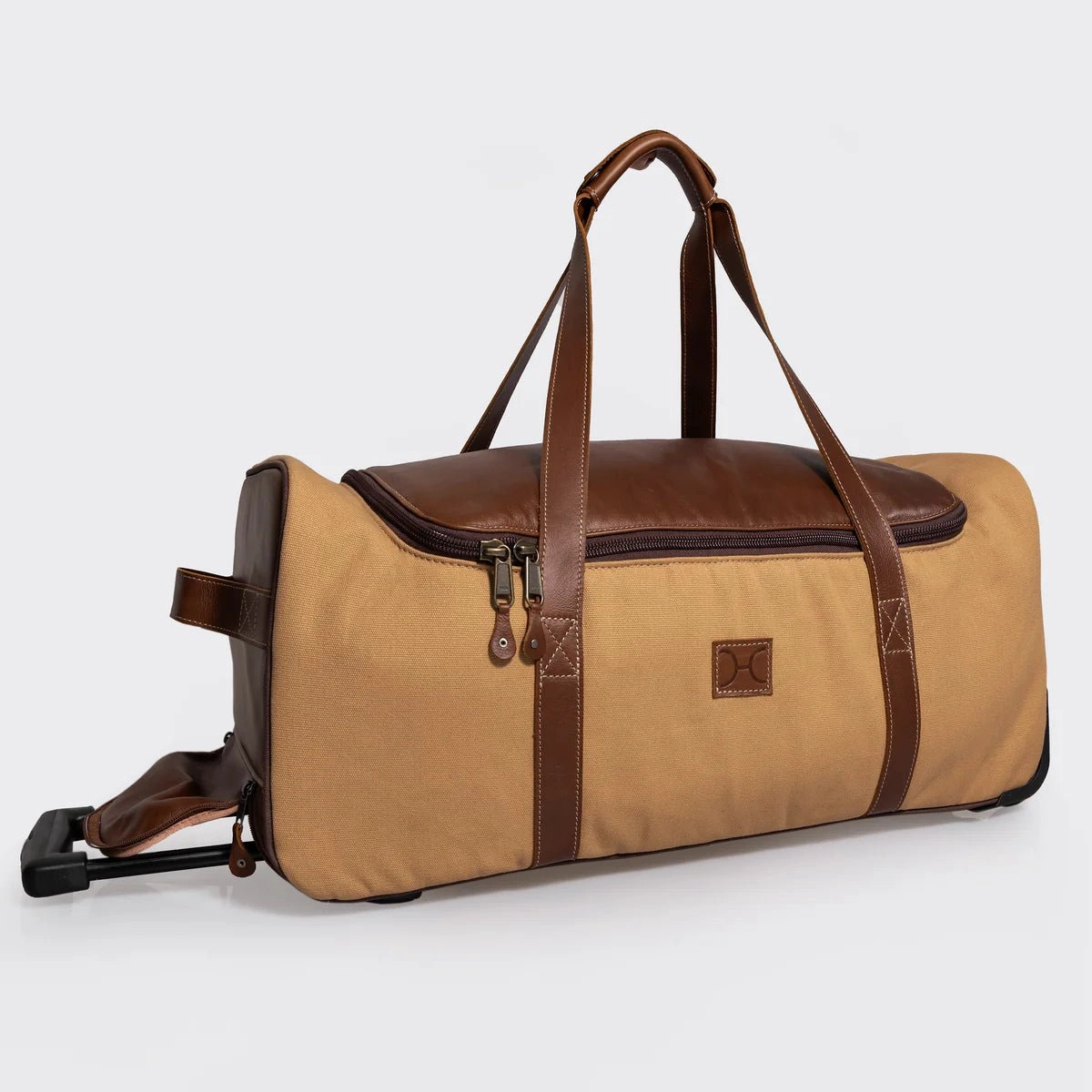 Thandana Wax Canvas & Leather Wheeled Duffel Bag Flash Offer Today