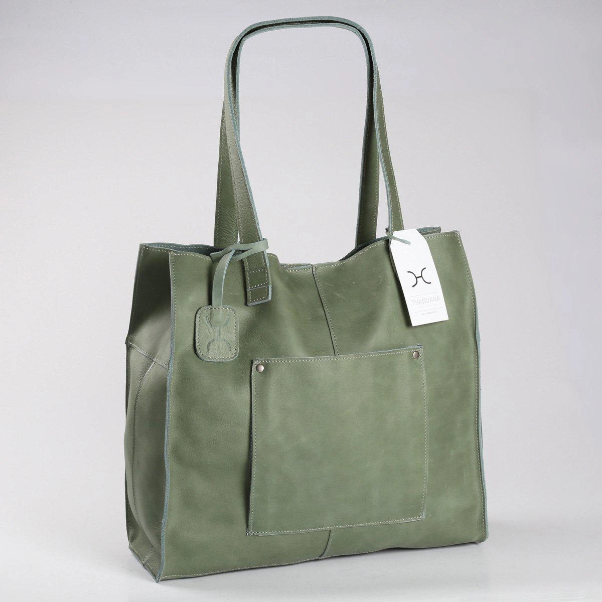 Thandana Zippered Tote Leather Handbag Exclusive Online Deal