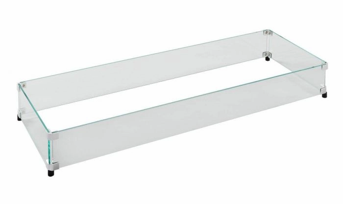 The Outdoor Greatroom Company 12x42 inch Linear Glass Wind Guard GG-1242Fireproof mat for under fire pit