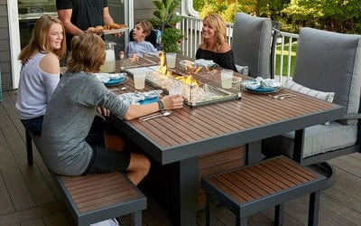 The Outdoor GreatRoom Company 42 Inch Brown Kenwood Linear Dining-Height Gas Fire Pit Table KW-1242-K