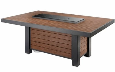The Outdoor GreatRoom Company 42 Inch Brown Kenwood Linear Dining-Height Gas Fire Pit Table KW-1242-K