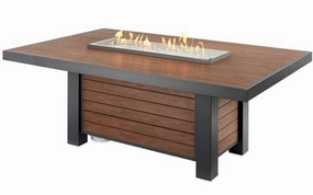 The Outdoor GreatRoom Company 42 Inch Brown Kenwood Linear Dining-Height Gas Fire Pit Table KW-1242-Kportable outdoor fire pit with lid
