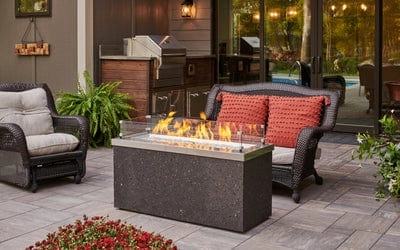 The Outdoor GreatRoom Company 48 Inch Stainless Steel Key Largo Linear Gas Fire Pit Table KL1242SDSING