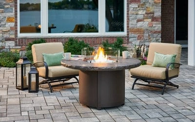 The Outdoor Greatroom Company Fire Pit Table 48 Inch Beacon Marbleized Noche Chat-Height Gas Fire Pit Table BC-20-MNB