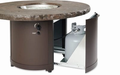 The Outdoor Greatroom Company Fire Pit Table 48 Inch Beacon Marbleized Noche Chat-Height Gas Fire Pit Table BC-20-MNB