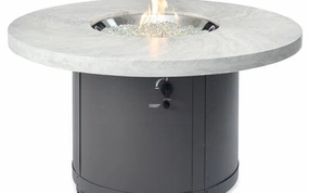 The Outdoor Greatroom Company Fire Pit Table 48 Inch Beacon White Onyx Chat-Height Gas Fire Pit Table BC-20-WOoutdoor fire table set with chairs